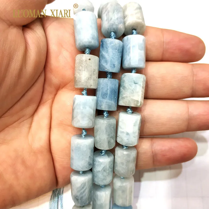 Цилиндрические бусины из искусственного камня LUOMAN XIARI Aquamarin для самостоятельного
