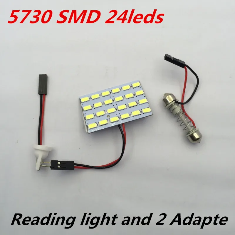 LED 5730 SMD 24 светодиоды Панель доска чисто белый авто Интерьер Чтение свет и 2 адаптера