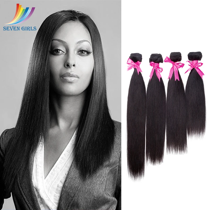 

Sevengirls Malaysian 10A Straight 4Bundles Natural Colour 100% Virgin Human Hair Extension Top Quality Free Shipping For Women