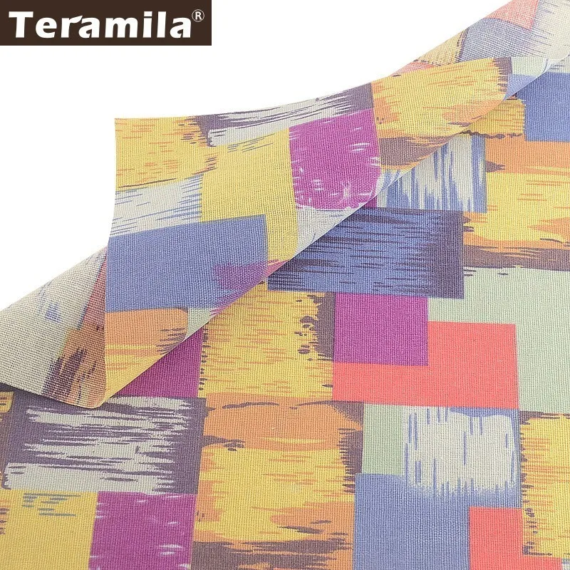 

Teramila Cotton Linen Ankara Fabric Colorful Sewing Cloth Tissu DIY Handmade Tablecloth Pillow Bag Curtain Cushion Canvas Fabric