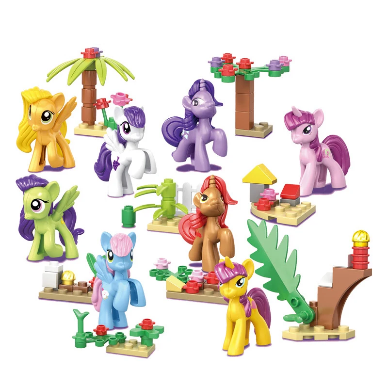 My Rainbow Horse Friendship Magic Building Blocks Compatible legoING Little PonI Rainbow Dash Pinkie Pie Figure Toys Kids (4)