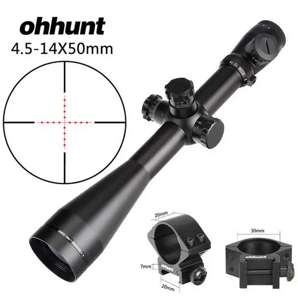 Ohhunt 4,5-14X50 охотничий прицел для винтовки Mil освещенный точечный элемент наивысшего качества тактический оптический прицел - Цвет: with Pictinny Rings