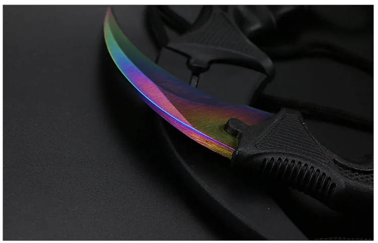 Нож Karambit с фиксированным лезвием, тактический охотничий Радужный нож для выживания, ножи для кемпинга с тигром