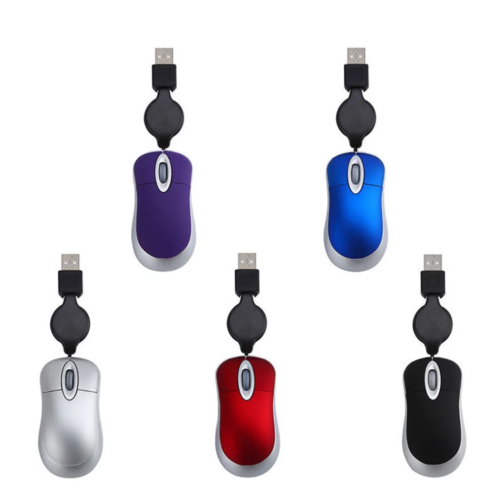 Милая Проводная мини мышь с выдвижным USB кабелем эргономичная игровая для офиса