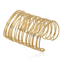 Gold Color Wide Cuff Bracelet Bangle Luxury Brand Multilayer Design Metal Open Bangle For Women Men Simple Jewelry