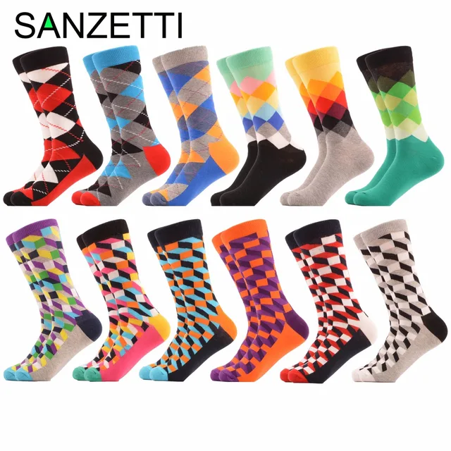 Sanzetti 12 Pairs Lot Men S Funny Filled Optic Combed Cotton Sanzetti 12 Pairs Lot Men S Funny Filled Optic Combed Cotton Wedding Socks Christmas Casual Crew