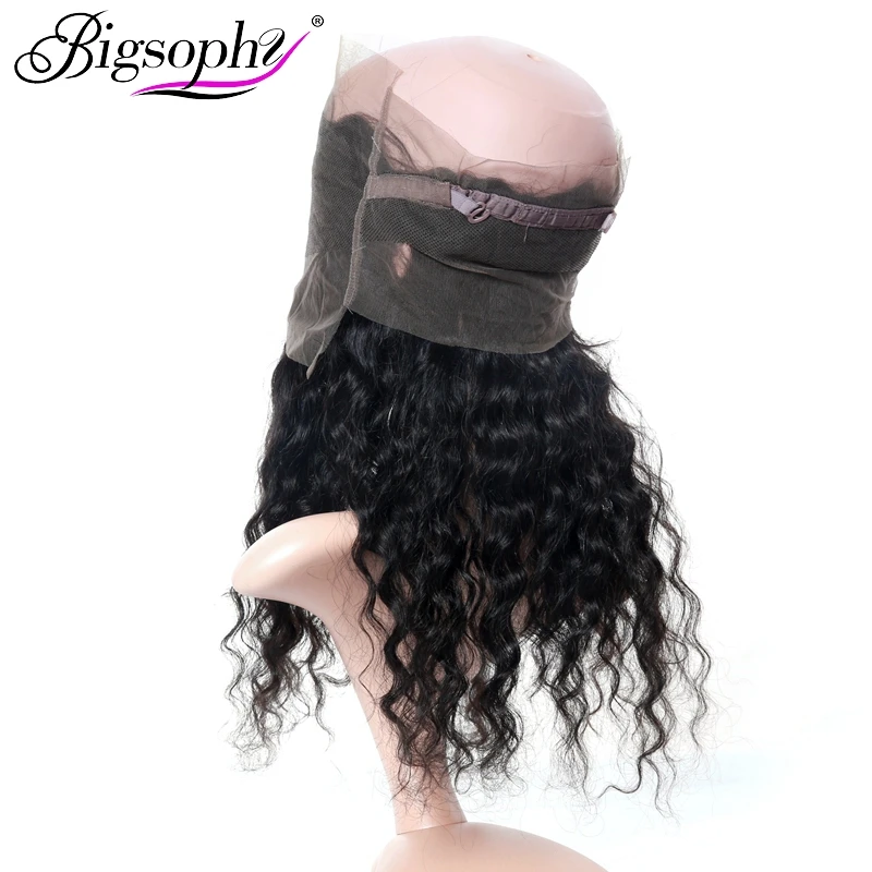 Bigsophy Brazilian 360 Lace Frontal Deep Wave Human Hair Closure With Baby Hair 100% Human Remy Hair Extensions Natural Color