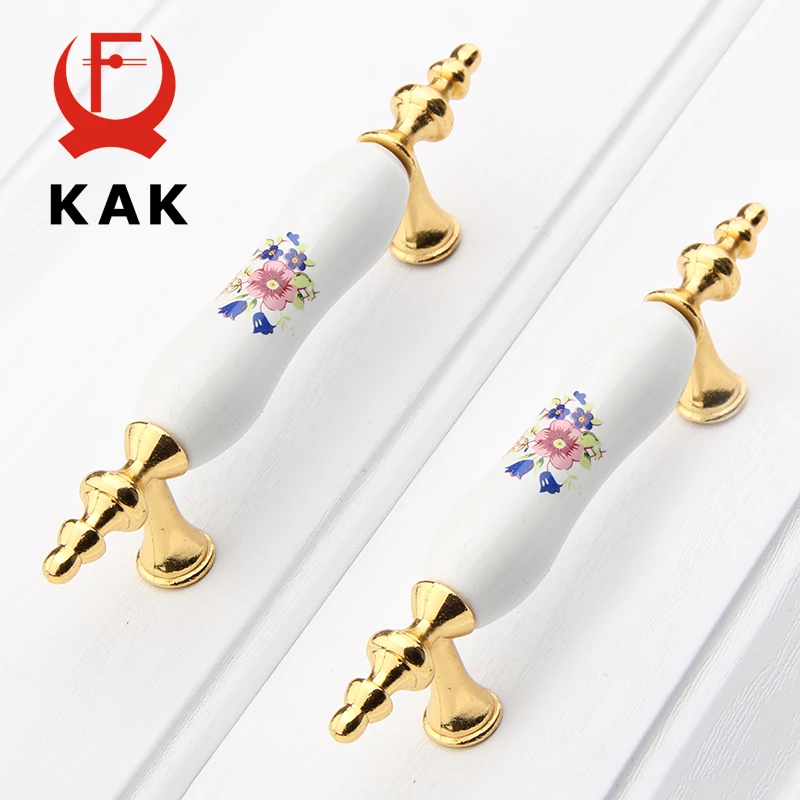 

KAK Ceramic Vintage Handles Zinc Alloy Drawer knobs Cabinet Wardrobe Door Handles Pulls European Furniture Handle Hardware