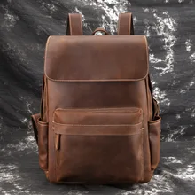 Высококачественный рюкзак из воловьей кожи с масляным воском, школьный рюкзак, Большая вместительная сумка для книг, мужской рюкзак для путешествий, мужской рюкзак из натуральной кожи