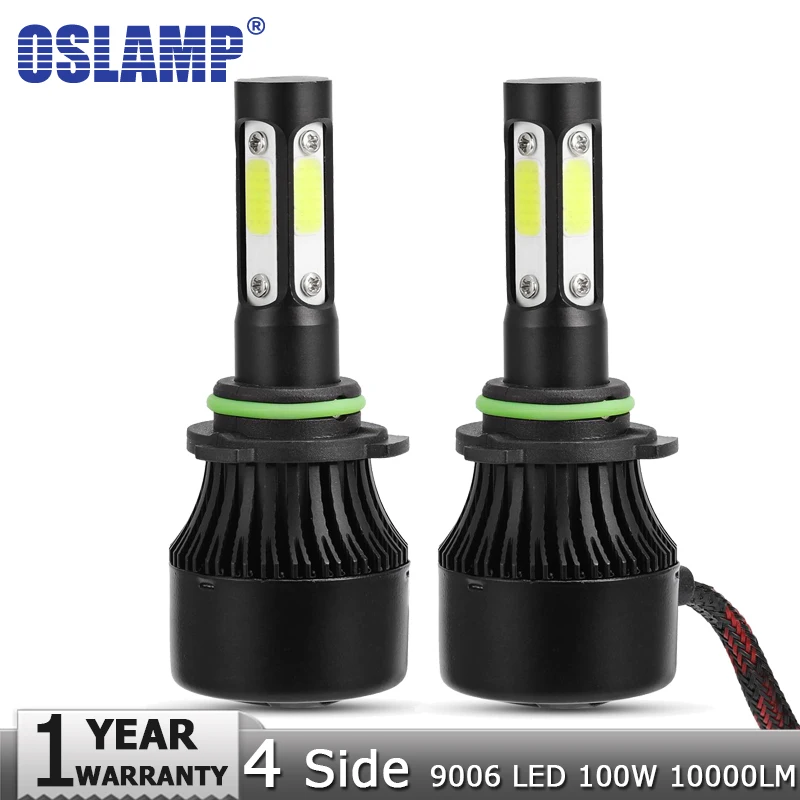 

Oslamp 100W 10000lm 4 Side Lumens 9006 HB4 LED Car Headlight Bulb Auto Headlamp LED Lamp 12v for Nissan BMW Toyota Chevrolet