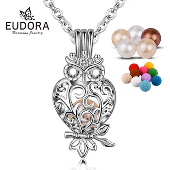 

Eudora 8mm Eagle Lock Cage Pendant Necklace Aromatherapy Essential Oil Diffuser Necklace With Box & chain/ dropshipping K344N8