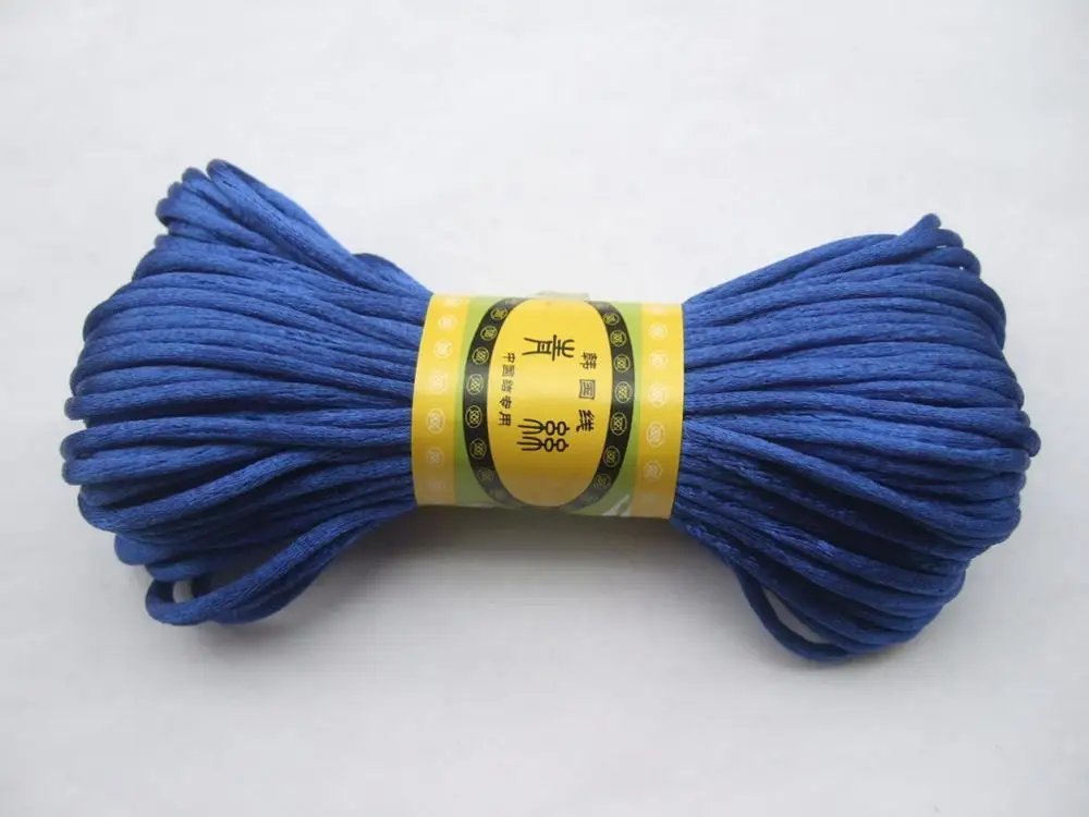 20 метров, 2 мм, сатиновый шнур, нейлоновый, макраме, бисер, kumihimo, нить, ювелирное изделие - Цвет: Royal Blue