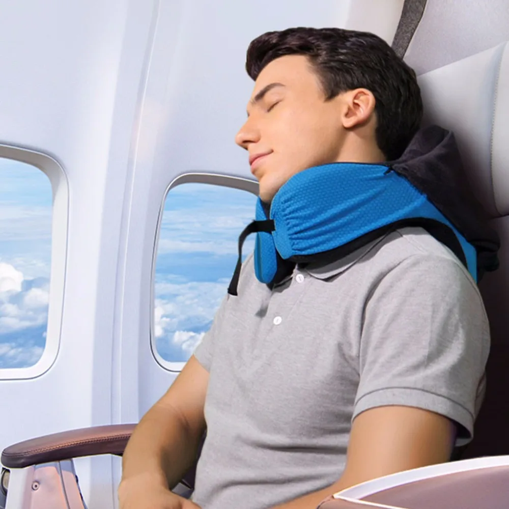 LANGRIA 28x30x28 cm U Shaped Travel Pillow for Airplane Comfortable
