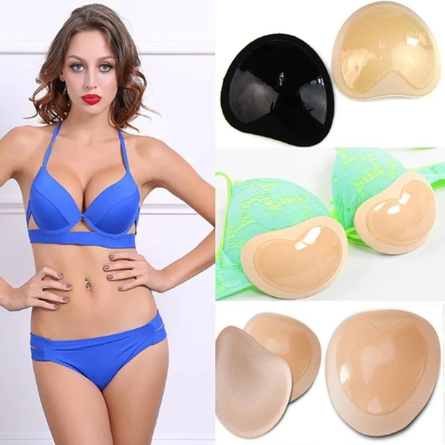 2pcs/pair Ladies' Bikini Underwear Sponge Bra Pads With Adhesive Design