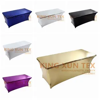 

Metalic Rectangle Stretch Spandex Table Cover Tablecloth Lycra Long Bar Table Cloth For Hotel Event Party Wedding Decoration