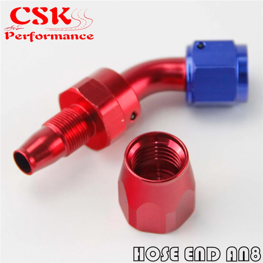 1X Aluminum AN8 45 Degree Swivel Oil Fuel Line Hose End Fitting Adapter BK / BL