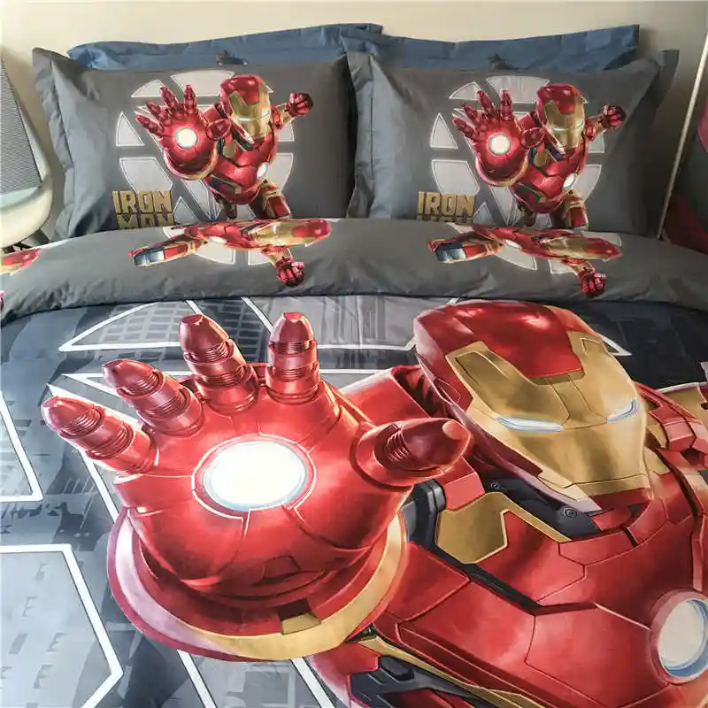 Marvel Iron Man Bedding Set Twin Size Comforter Bedlinens For Kids
