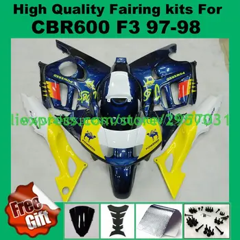 

Free screws+gifts for HONDA CBR 600 F3 fairings 1997 1998 CBR600 F3 97 98 Blue Yellow L3255 fairing kit