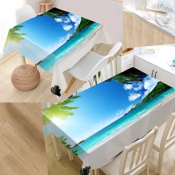 

High Quality Custom Ocean Tablecloth Rectangular Waterproof Dustproof For Kitchen Home Decoration Table Cover