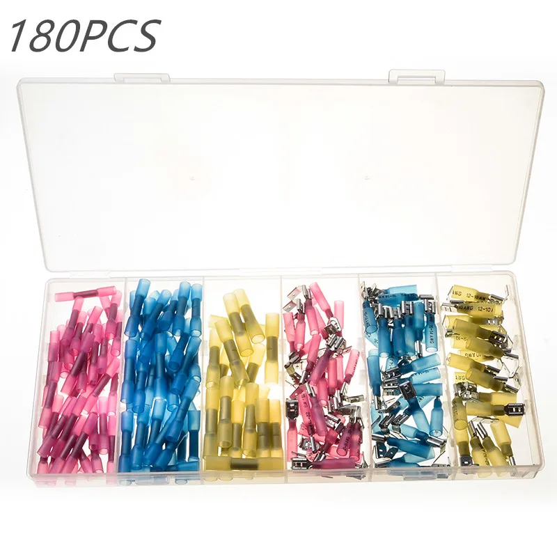 

YT 180PCS Heat Shrink Electrical Wire Connectors Inserts Humpback Crimp Splice Terminals Piggyback Terminators 22-10AWG Kit