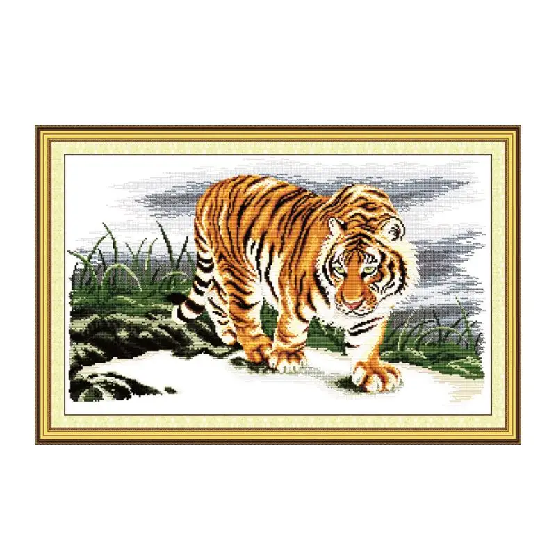 

Joy Sunday Tiger Cross Stitch Kit, Animal King Tiger Pattern Handmade Sewing Kit China Special Sewing Embroidery