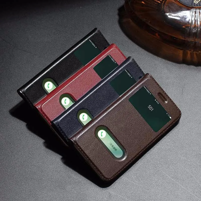 Genuine Leather Case For Iphone 7 7 8 Plus SE 2020 Case Window View Magnetic Protective Cover Coque For Iphone 8 7Plus Flip Case iphone 8 plus silicone case