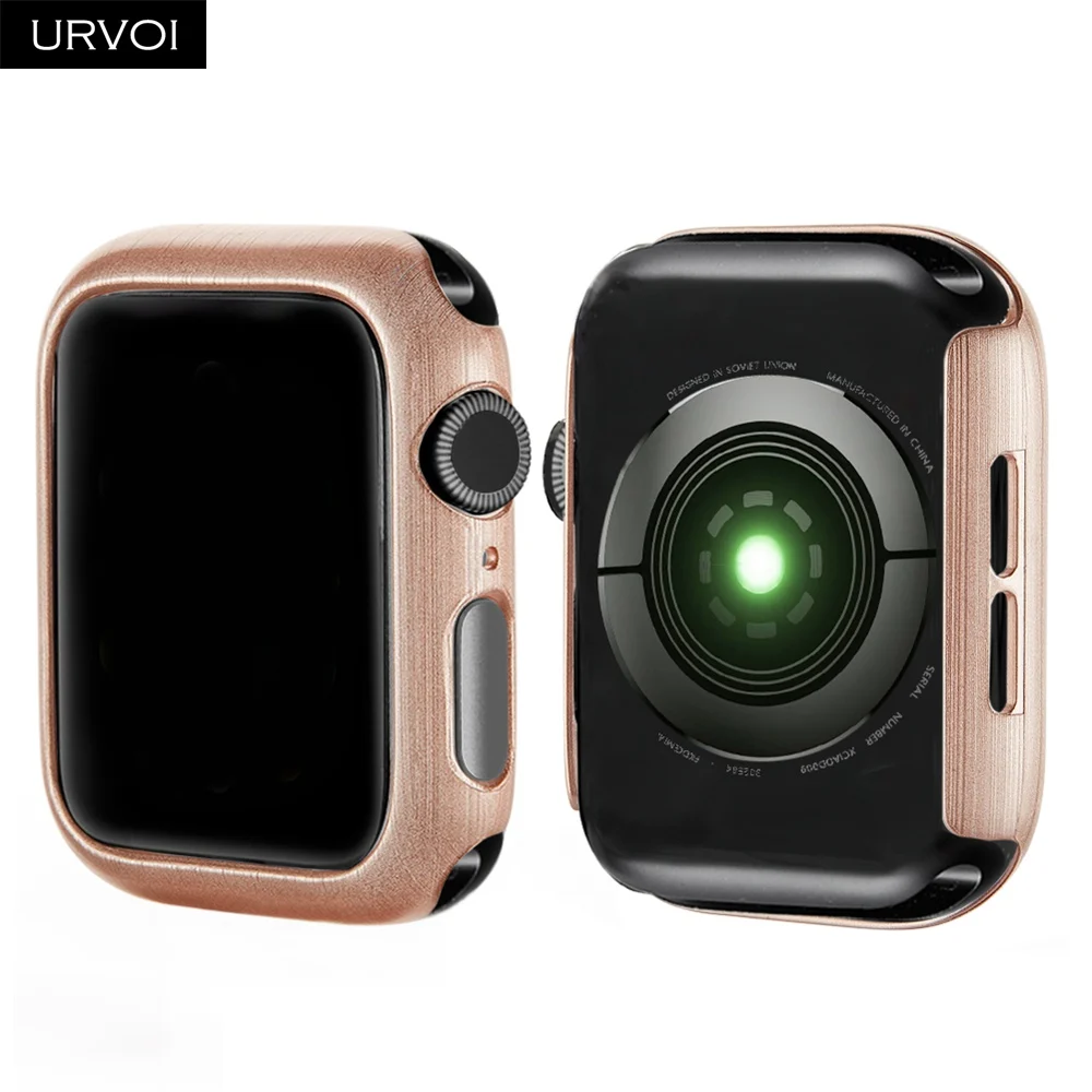 URVOI PC чехол для Apple Watch series 5 4 3 2 твердая рамка пластиковая щетка Бампер протектор для iWatch Тонкий Ультратонкий чехол полоса