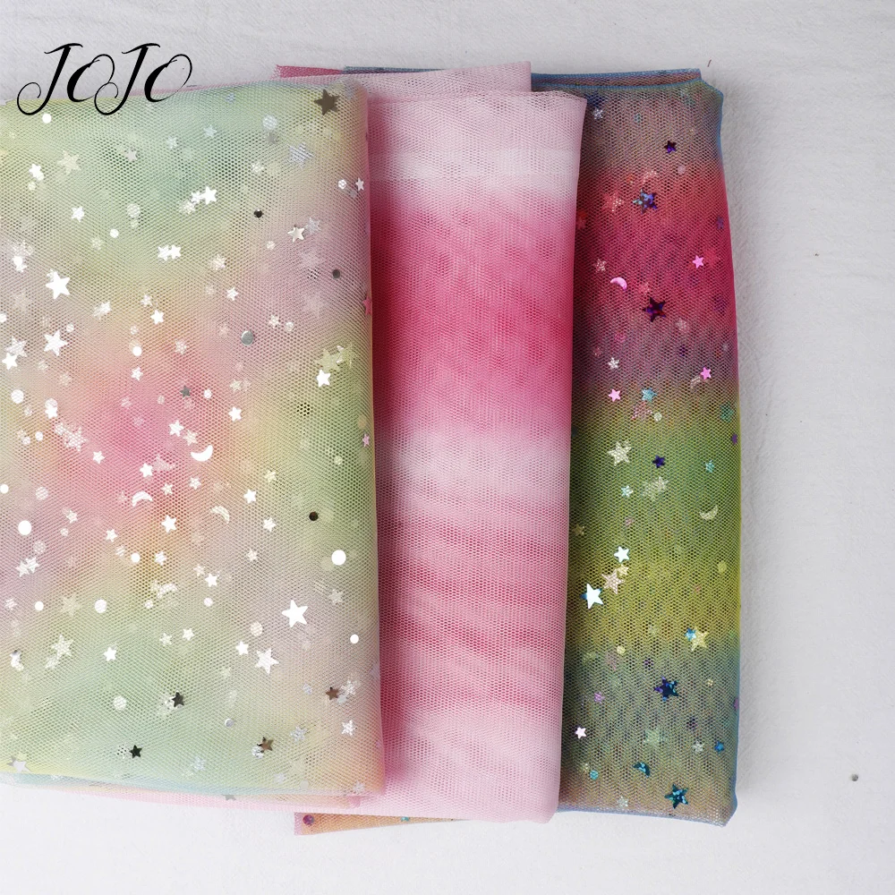 

JOJO BOWS 1*1.5m Sequin Fabric Rainbow Gradient Sheet For Clothing Home Textile Wedding Party Decoration Apparel Sewing Sheets