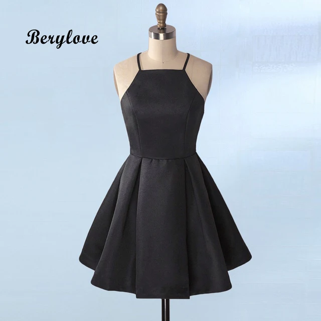 Berylove Cute Black Short Homecoming Dresses 2018 Mini Satin Berylove Cute Black Short Homecoming Dresses 2018 Mini Satin Dress Plus Size Gowns Tail