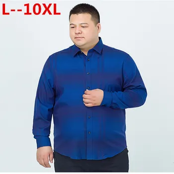 

2018 Plus Size 10XL 8XL 6XL 5XL Long Sleeve Men Shirts Cotton Formal Dress Shirt Male Fashion Slim Fit Striped Casual Shirt Men