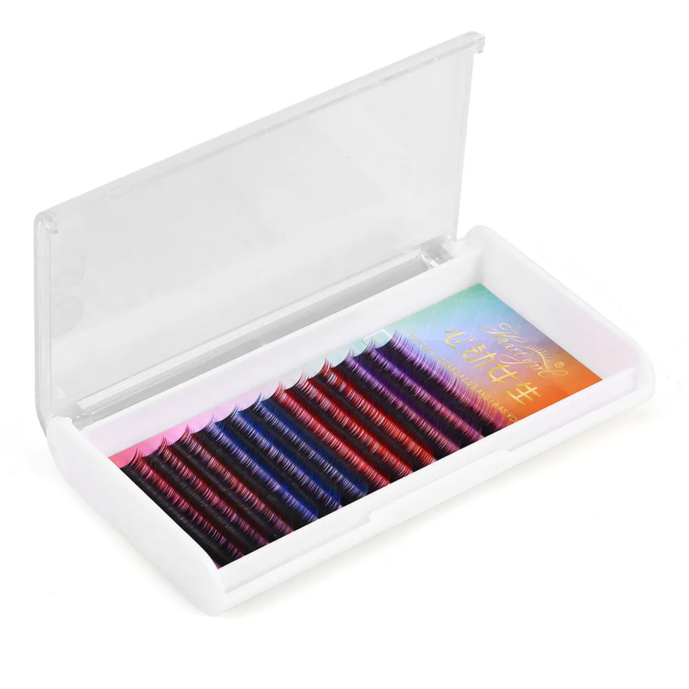 

3 types colorful false eyelash extension unique mixed gradient color fake eyelash soft thick individual colored lashes