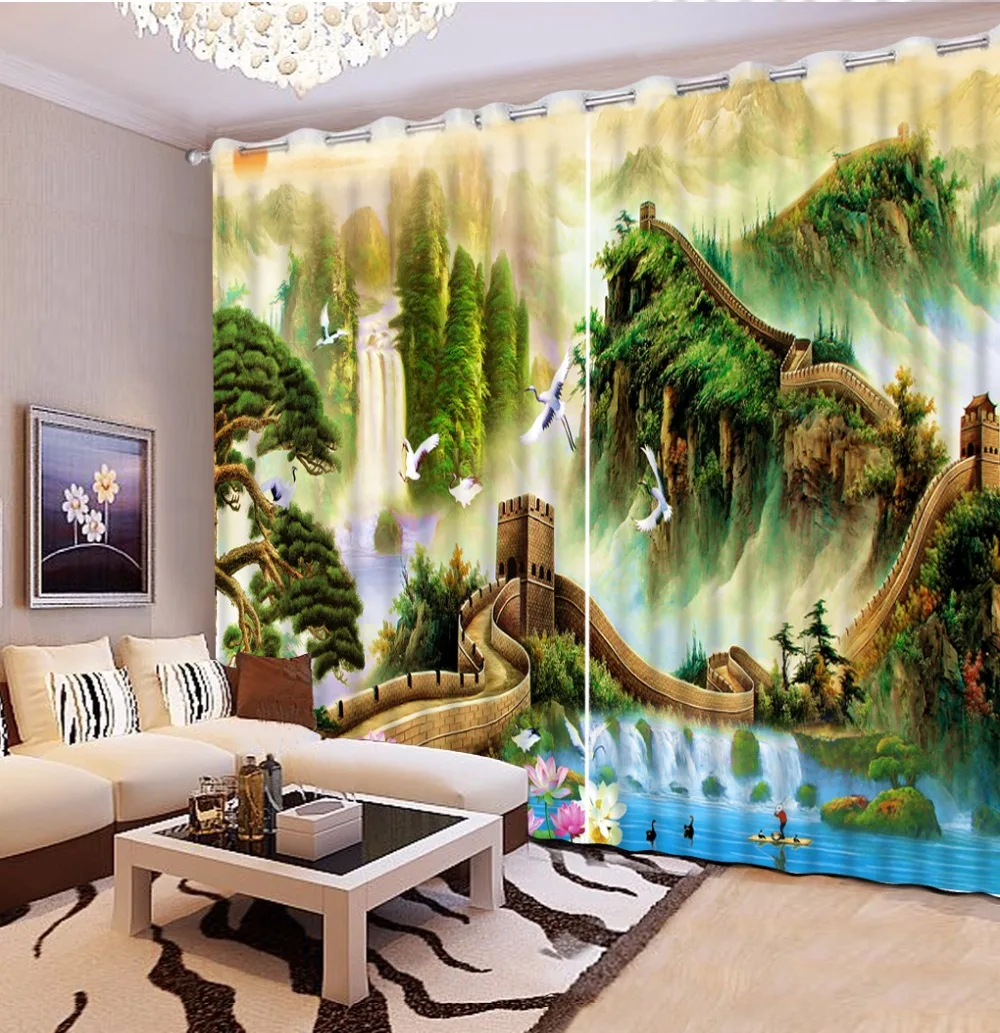 Large mountain landscape Blackout 3D Window Curtain beautiful Modern