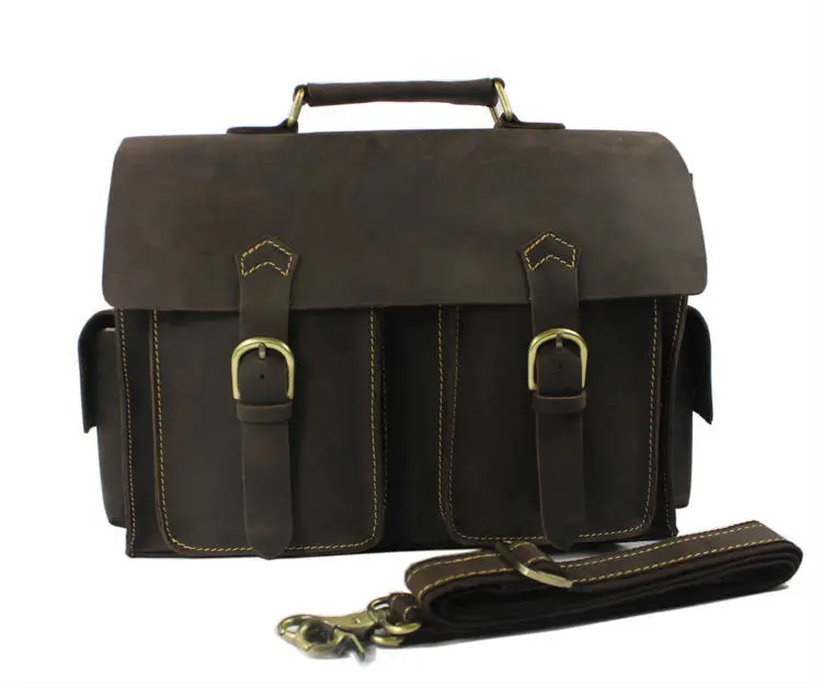 

Vintage Crazy Horse Genuine Leather Men Messenger Bags Leather Shoulder Bag Men Crossbody Bag Sling Casual Bag tote Brown