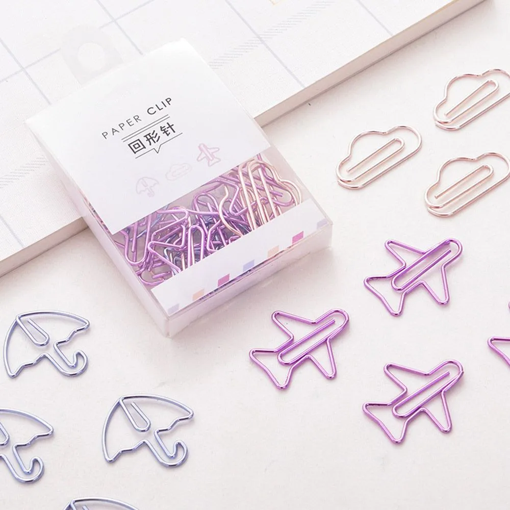 

12pcs/lot Cartoon Shape Mini Paper Clips Kawaii Stationery Clear Binder Clips Photos Tickets Notes Letter Paper Clip