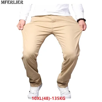 

MFERLIER summer men large plus size big pants 7XL 8XL 9XL 10XL 44 46 48 Straight Trousers casual pants Elasticity loose blue new