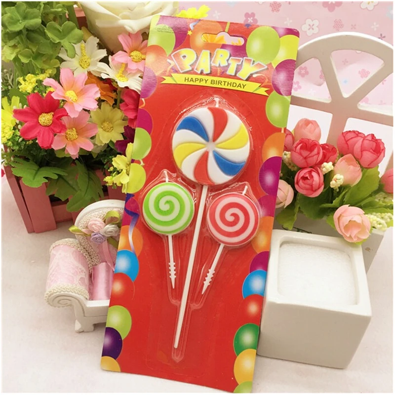 3pcs/set lollipop decorative candles Birthday candles for cake decoration Bougie anniversairein