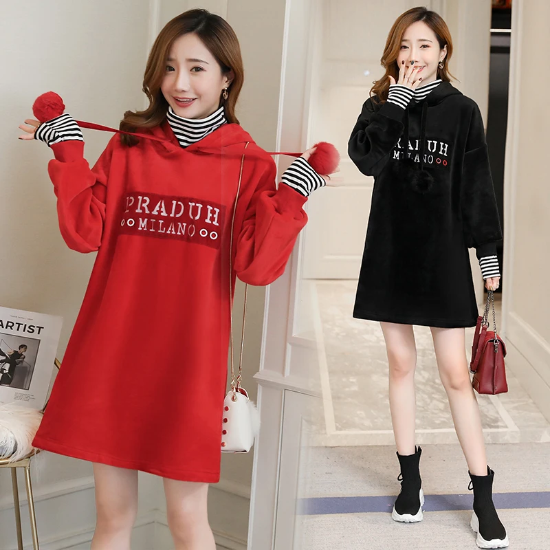 

Letter Print Maternity Dress Active Pregnancy Clothes Long Sleeve Loose Maternity Clothing Of Pregnant Women Autumn
