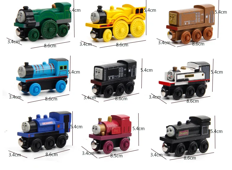 Деревянный магнитный поезд Гарольд деревянная железная дорога Игрушечная модель автомобиля детские рождественские игрушки, подарки для детей аниме - Цвет: 9PCS C