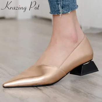 Krazing Pot European designer low heels slip on full grain leather oxford pointed toe elegant lady plus size women pumps L23 Krazing Pot European designer low heels slip on full grain leather oxford pointed toe elegant lady plus size women pumps L23