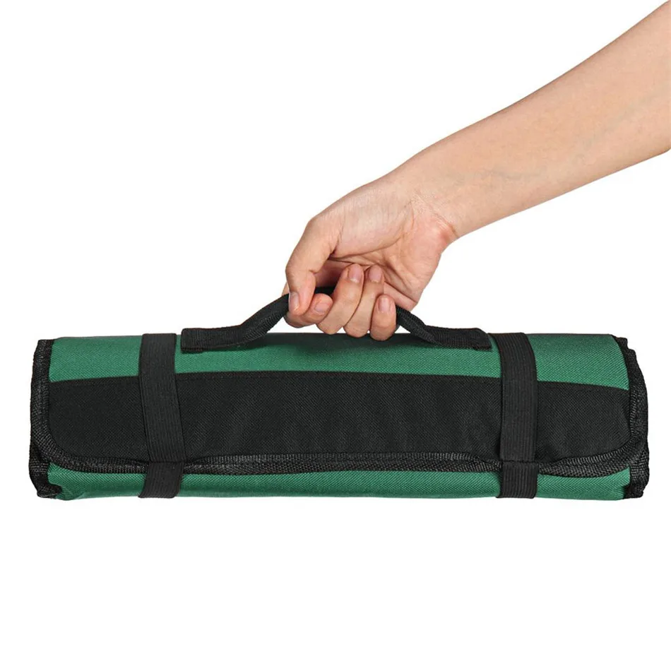 22 карман шеф-повара нож мешок рулон сумка чемодан сумка кухонная готовка Портативный прочный хранения - Цвет: Зеленый