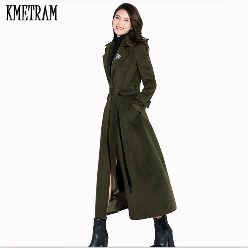 

KMETRAM Autumn And Winter 2019 New Fashion Wool Coat Long casaco feminino Women Plus Size Single Breast Wool Cashmere Coat HH235