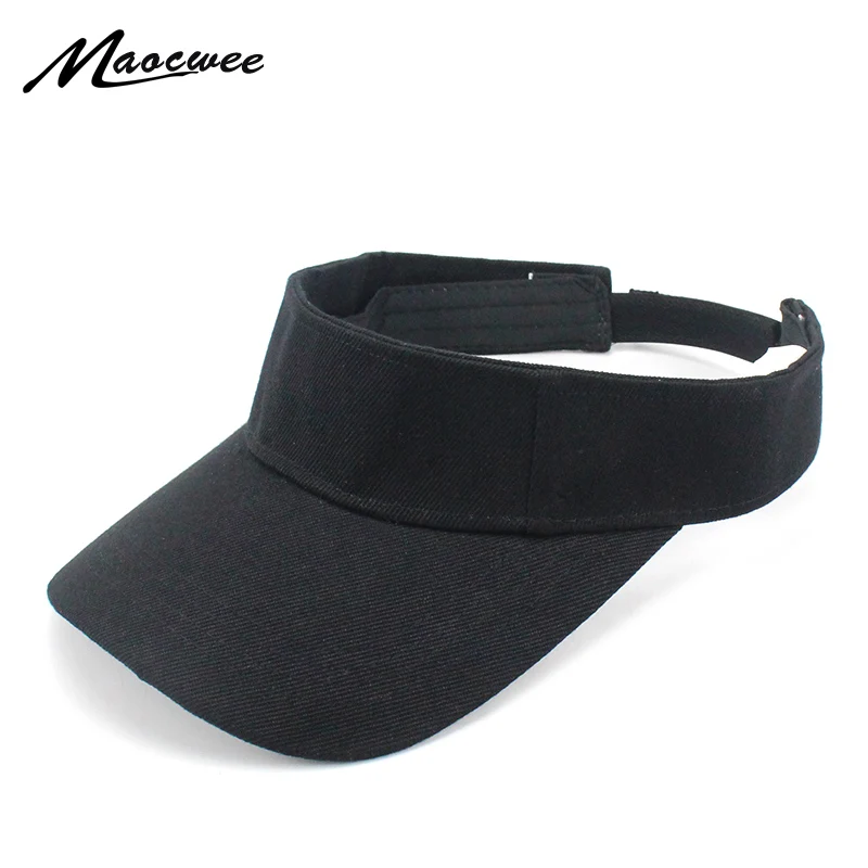 

DropShipping Unisex Empty Top Snapback Hat Solid Color Black Gray Acrylic Sports Adjustable Tennis Cap Visor Tennis Sun Hats