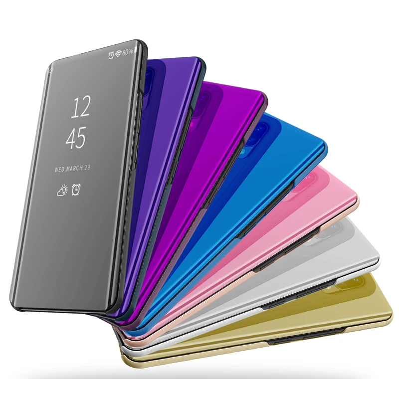 Чехол для Xiaomi Mi POCOPHONE F1 умный флип кейс с зеркальным эффектом прозрачный чехол из