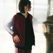 MICOCO W7111 литературный большой размер Корейская версия с теплой шерстью и двумя короткими полосками куртка