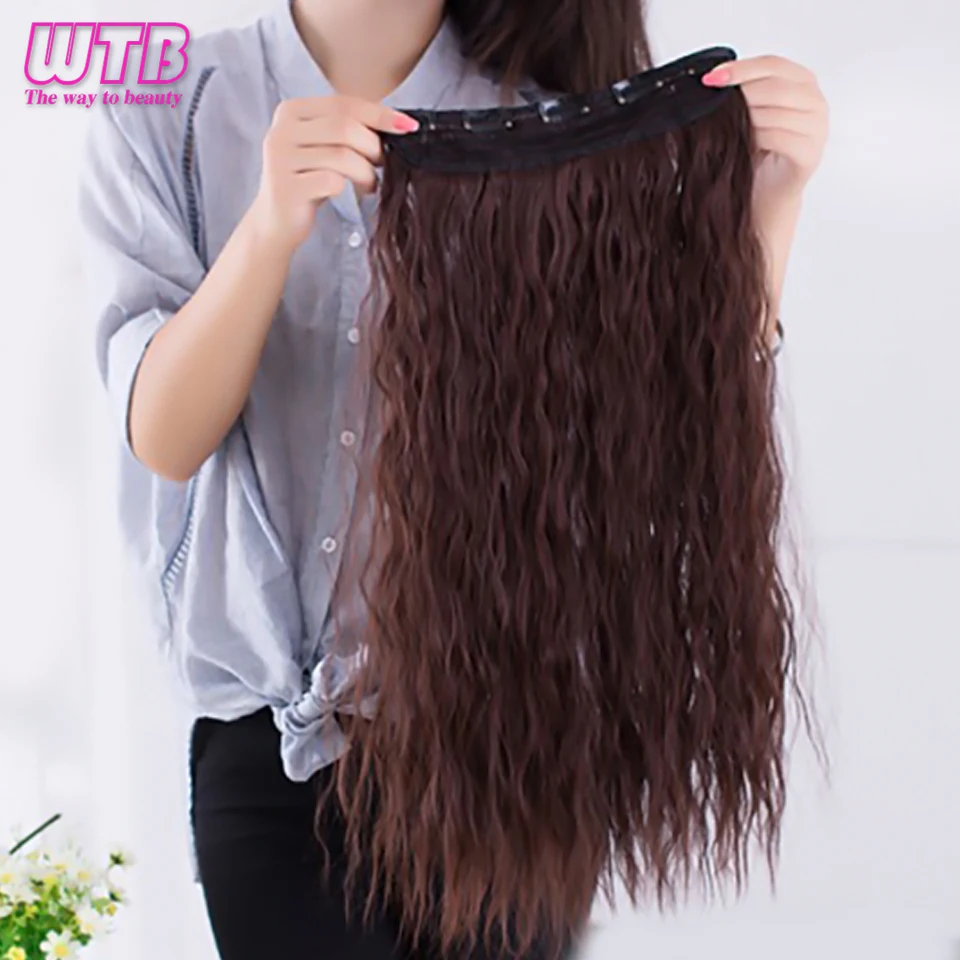 WTB Synthetic Long Kinky Curly 5 Clip Hair Extension High Temperature Fiber 9 Colors For Women Hair Pieces
