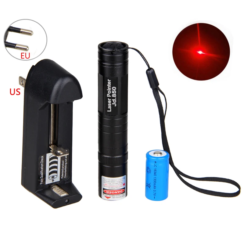 Red Laser Light 650nm Laser Pointer High Power LED Pen Beam Light with Rechargeable Battery and