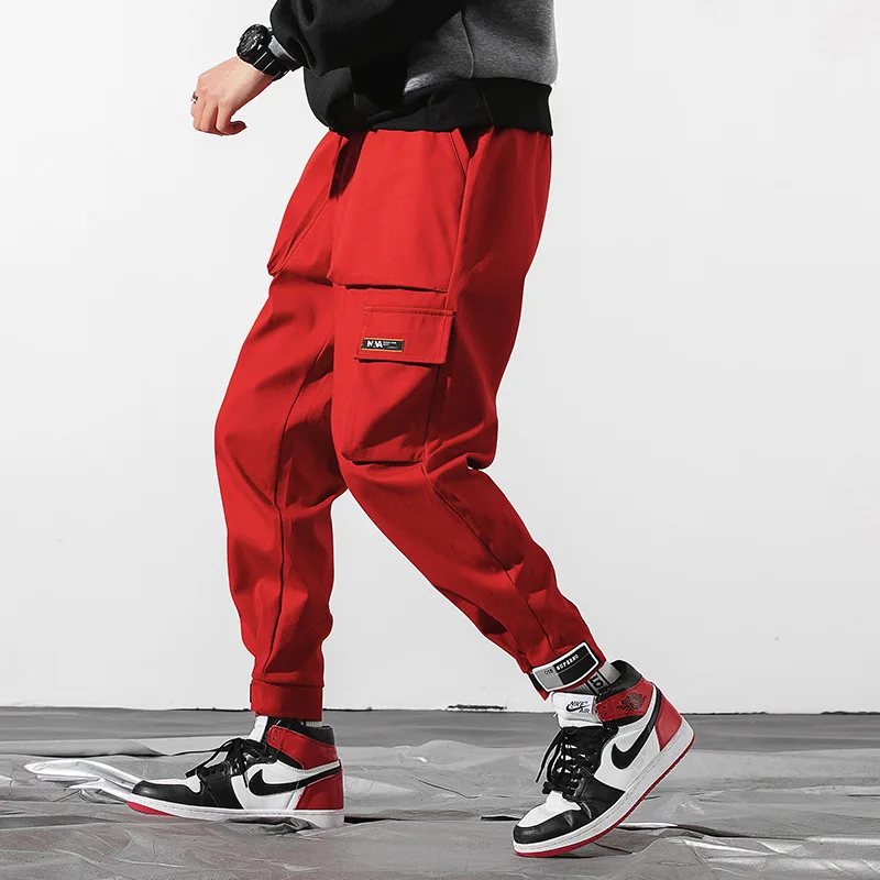 Casual pants men 2019 new beam feet men's jogging sports pants multi-pocket overalls loose sweatpants