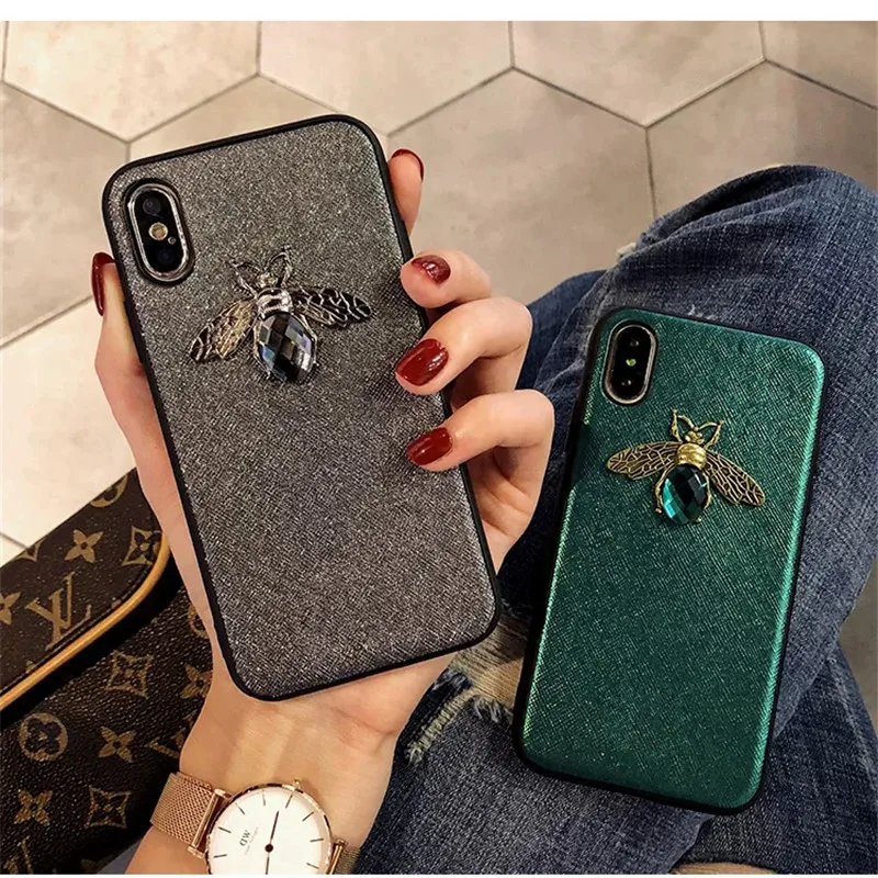 Luxury brand Diamond Bee Glitter soft Phone case for iphone 6 S 7 8 plus X XR XS Max cute hard cover for samsung galaxy S8 S9   01