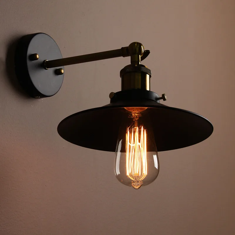

E27 Retro Vintage Antique Round Sconce Loft Rustic Wall Light Lamp Holder Edison Wall Light Sconce Lamp Holder 110-220V