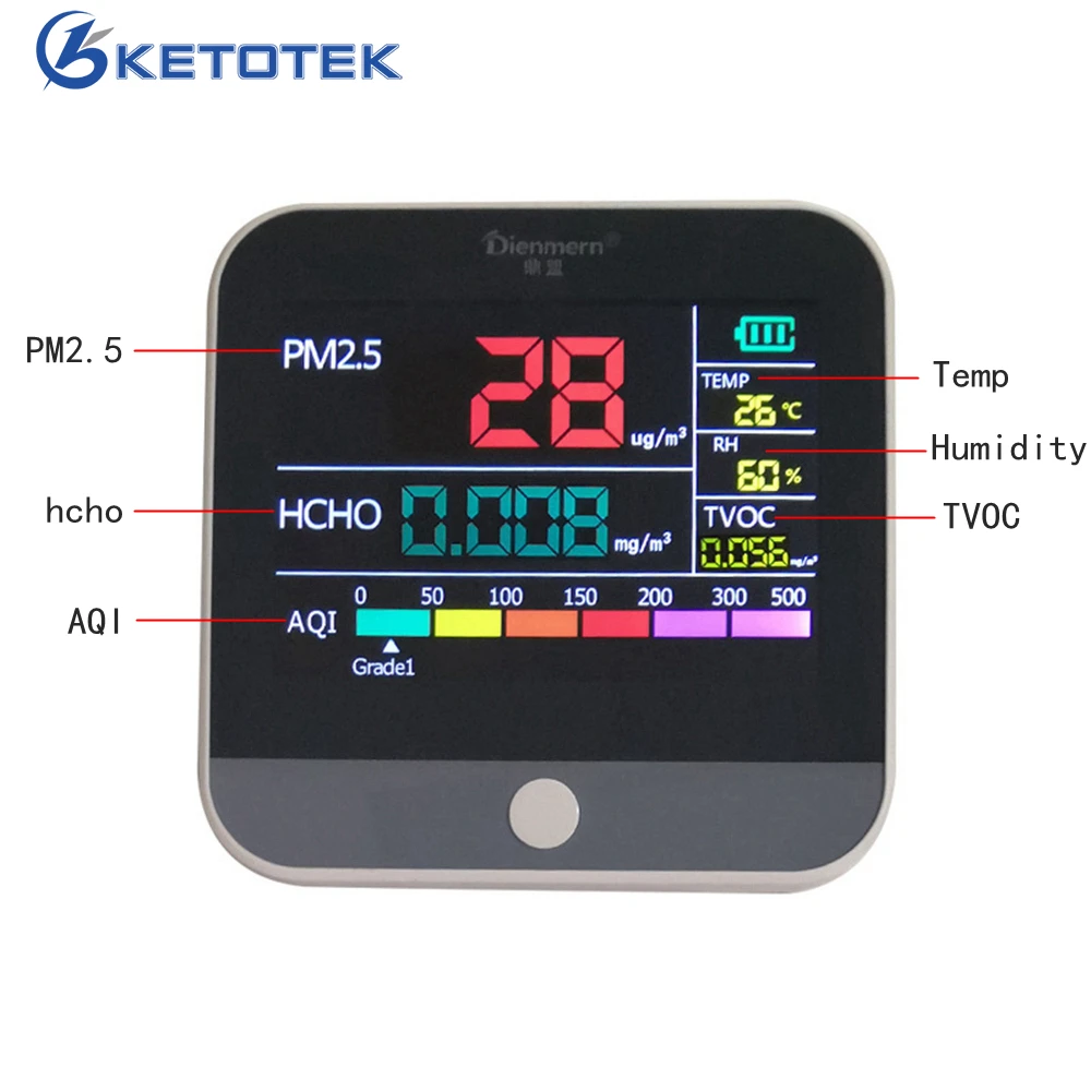 Монитор качества воздуха лазерный PM2.5 детектор HCHO тестер TVOC монитор Анализатор температуры и влажности воздуха диагностический инструмент